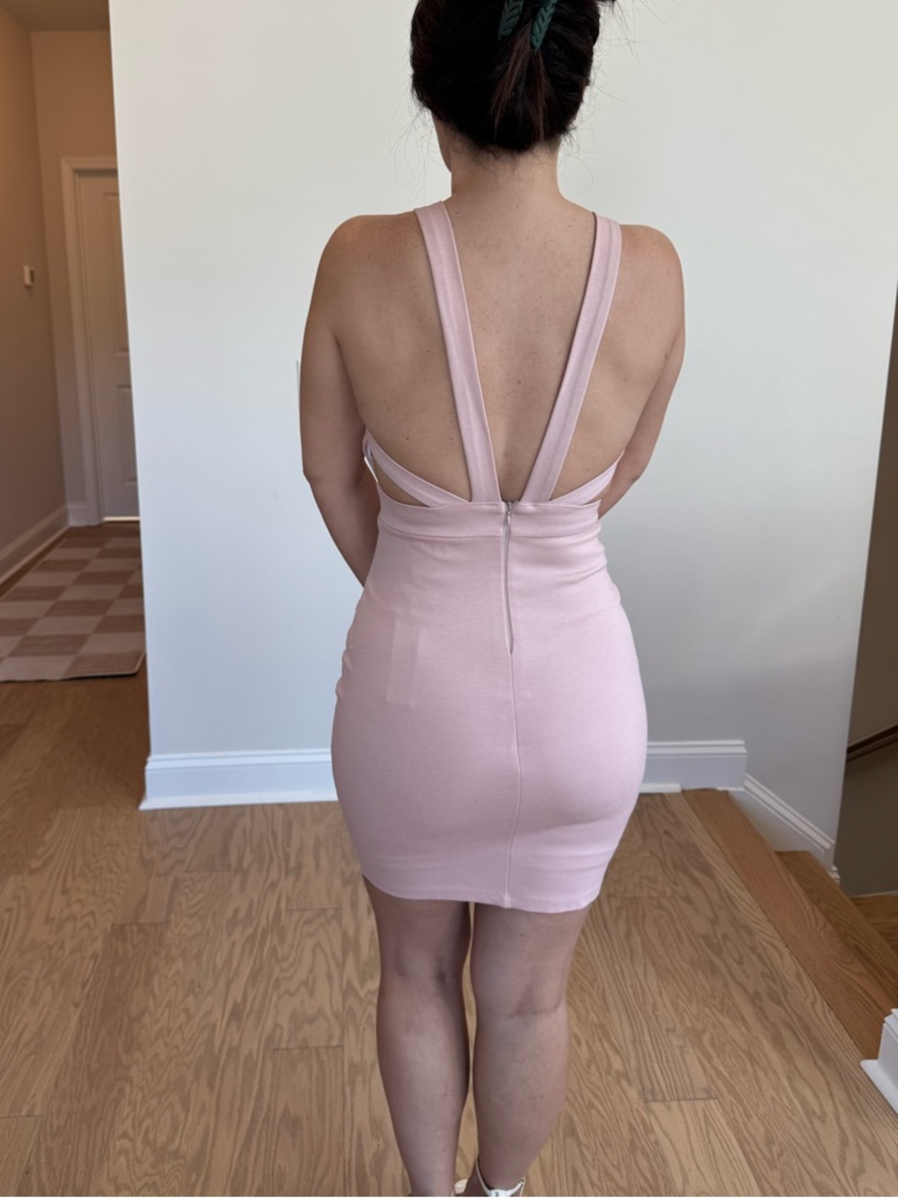 Lulus Sleeveless V-Neck Blush Bodycon Dress - Picture 3 of 11